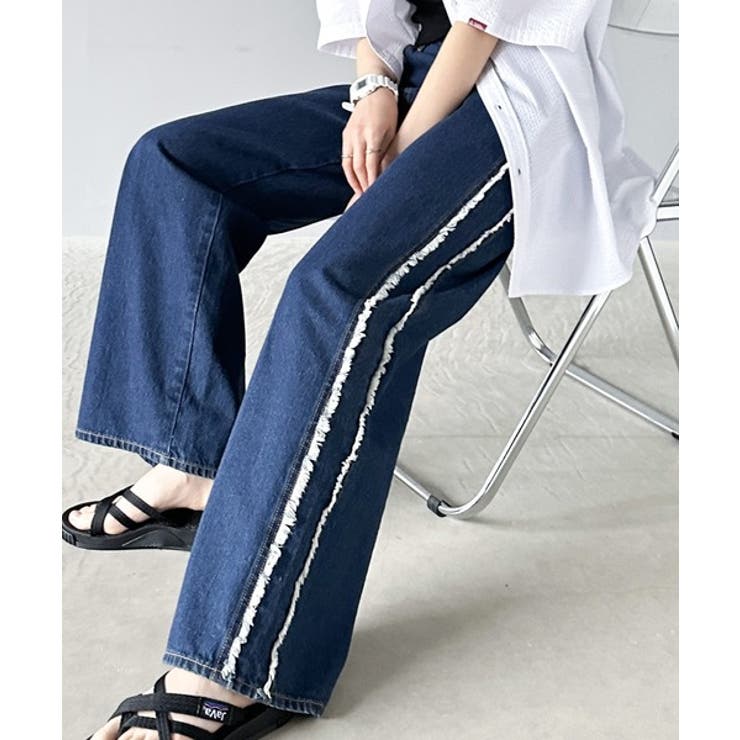 一味違う、配色×フリンジデザイン。サイドフリンジワイドデニム | Classical Elf  | 詳細画像40 