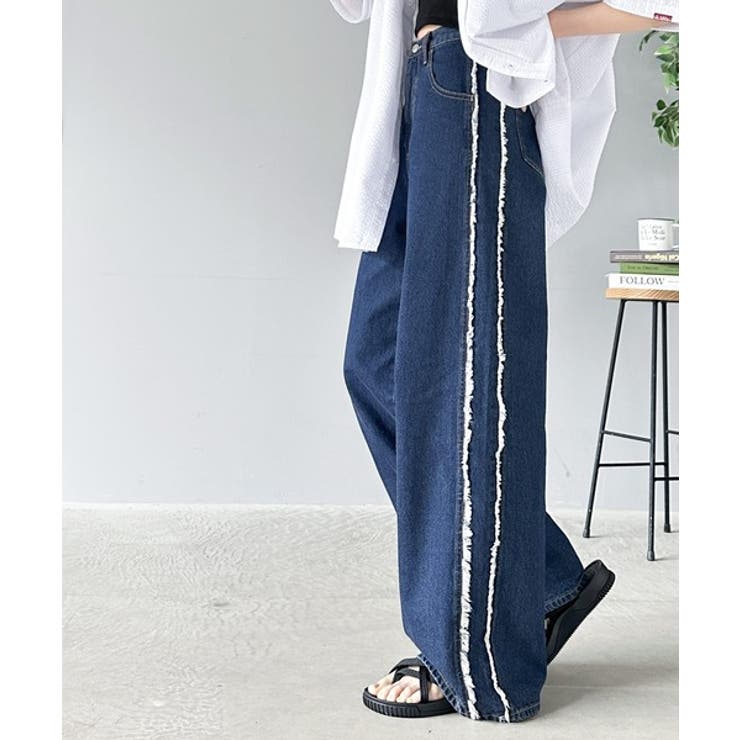 一味違う、配色×フリンジデザイン。サイドフリンジワイドデニム | Classical Elf  | 詳細画像42 