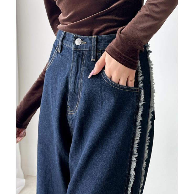 一味違う、配色×フリンジデザイン。サイドフリンジワイドデニム | Classical Elf  | 詳細画像43 