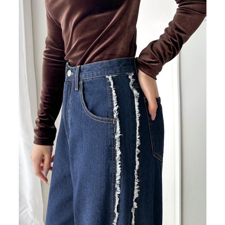 一味違う、配色×フリンジデザイン。サイドフリンジワイドデニム | Classical Elf  | 詳細画像44 