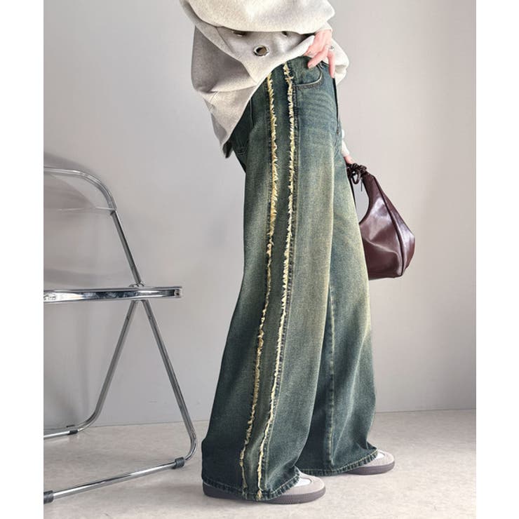 一味違う、配色×フリンジデザイン。サイドフリンジワイドデニム | Classical Elf  | 詳細画像47 