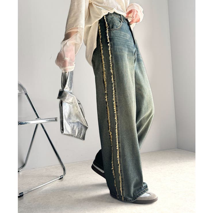 一味違う、配色×フリンジデザイン。サイドフリンジワイドデニム | Classical Elf  | 詳細画像48 