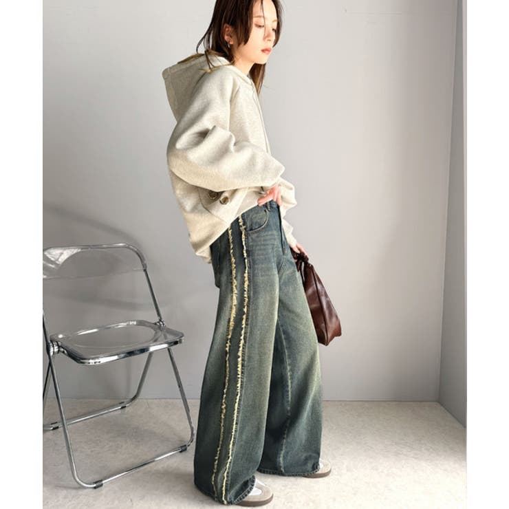 一味違う、配色×フリンジデザイン。サイドフリンジワイドデニム | Classical Elf  | 詳細画像50 