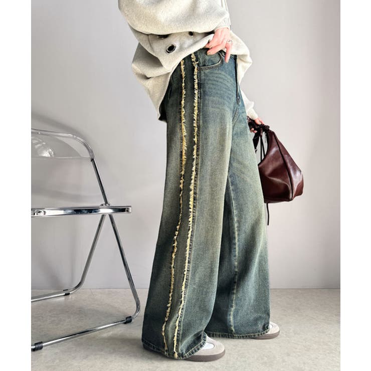 一味違う、配色×フリンジデザイン。サイドフリンジワイドデニム | Classical Elf  | 詳細画像52 