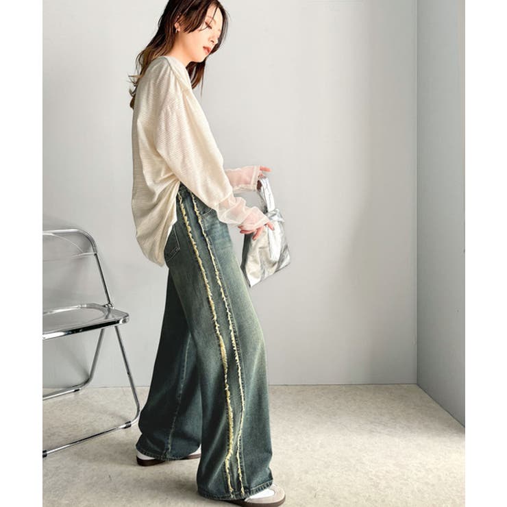 一味違う、配色×フリンジデザイン。サイドフリンジワイドデニム | Classical Elf  | 詳細画像53 