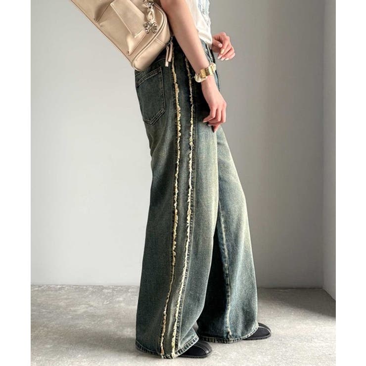 一味違う、配色×フリンジデザイン。サイドフリンジワイドデニム | Classical Elf  | 詳細画像55 