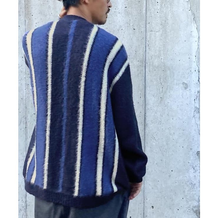 Javaジャバコラボ》大人のマルチカラー配色。ストライプ柄モヘアライク 