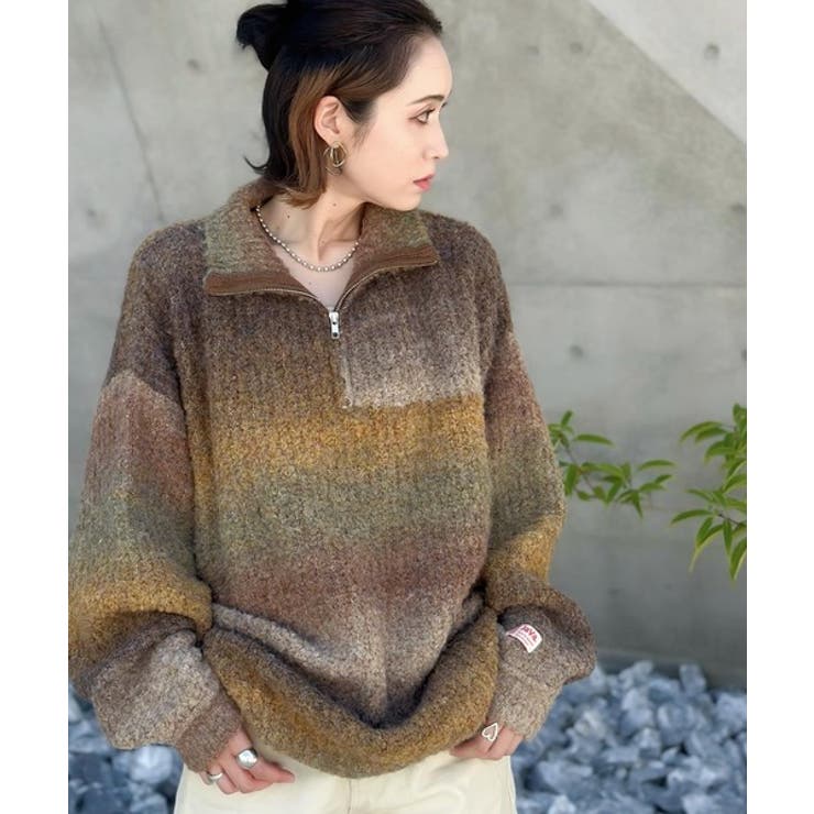 国内老舗ニットブランド☆GIM☆ハーフジップ☆ラムウールセーター  