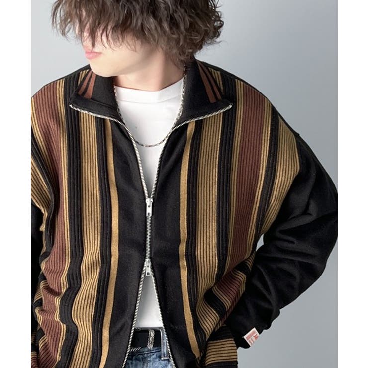 多色ストライプジップアップカーディガン 多色ストライプジップアップカーディガン 多色ストライプジップアップ