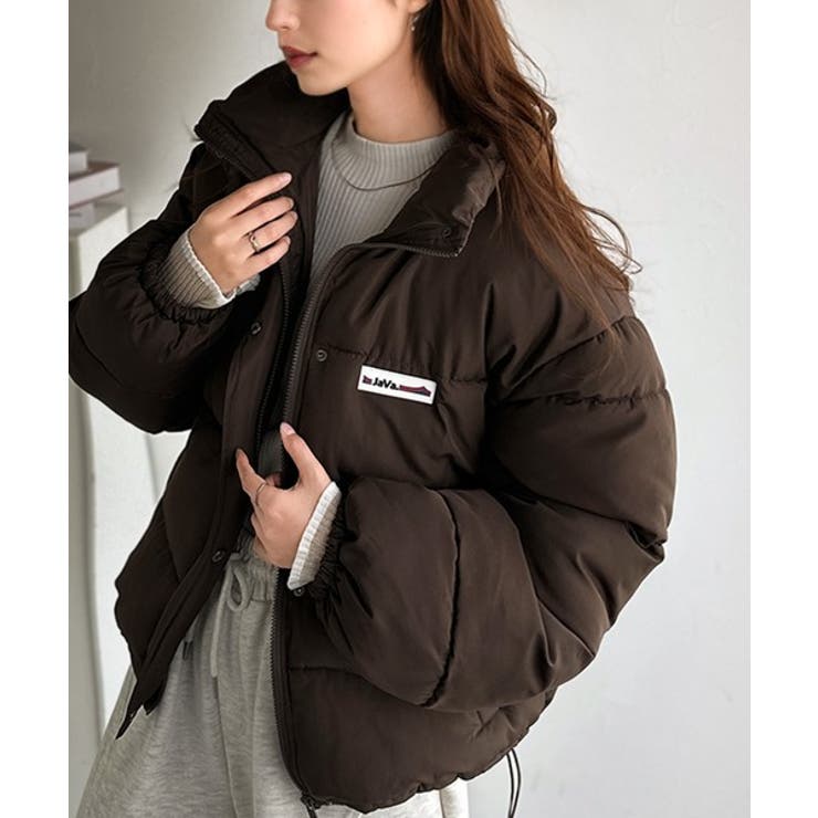 ダークブラウン | 《JaVaジャバコラボ》トレンド感も暖かさも叶える。ショート丈スタンドネック中綿… | Classical Elf 