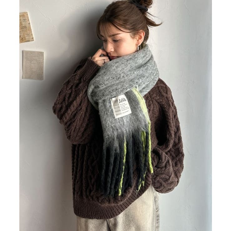 《JaVaジャバコラボ》ふんわりあったか。配色ボリュームマフラー | Classical Elf  | 詳細画像2 