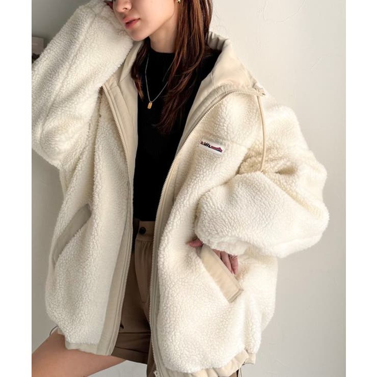 アイボリー | 冷え知らず＆洒落見えアウター。あったかボア異素材切り替えブルゾン | Classical Elf 