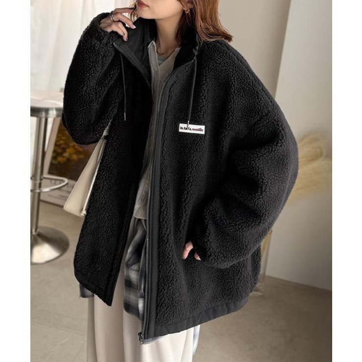 冷え知らず＆洒落見えアウター。あったかボア異素材切り替えブルゾン | Classical Elf  | 詳細画像13 