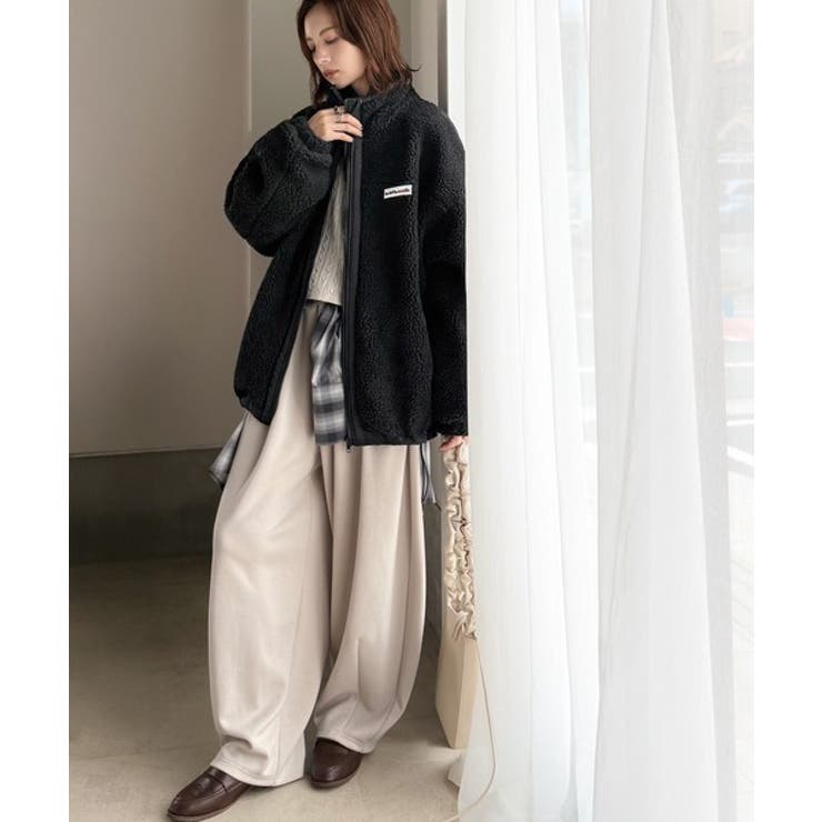 冷え知らず＆洒落見えアウター。あったかボア異素材切り替えブルゾン | Classical Elf  | 詳細画像14 
