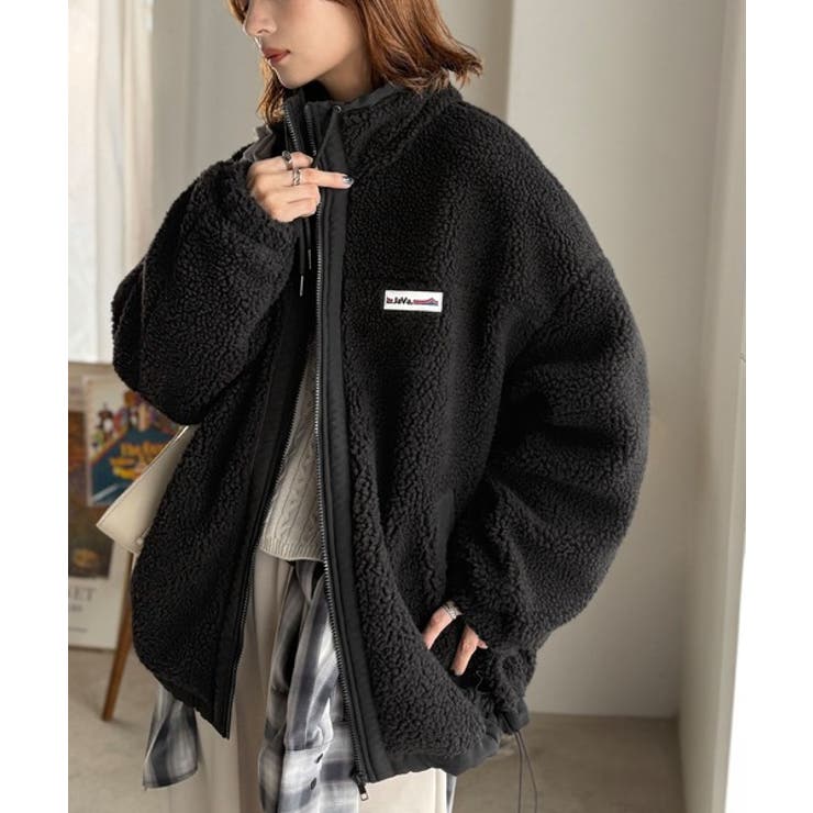 ブラック | 冷え知らず＆洒落見えアウター。あったかボア異素材切り替えブルゾン | Classical Elf 