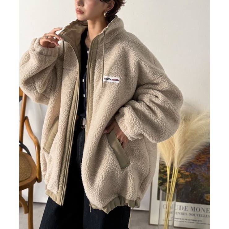 ベージュ | 冷え知らず＆洒落見えアウター。あったかボア異素材切り替えブルゾン | Classical Elf 
