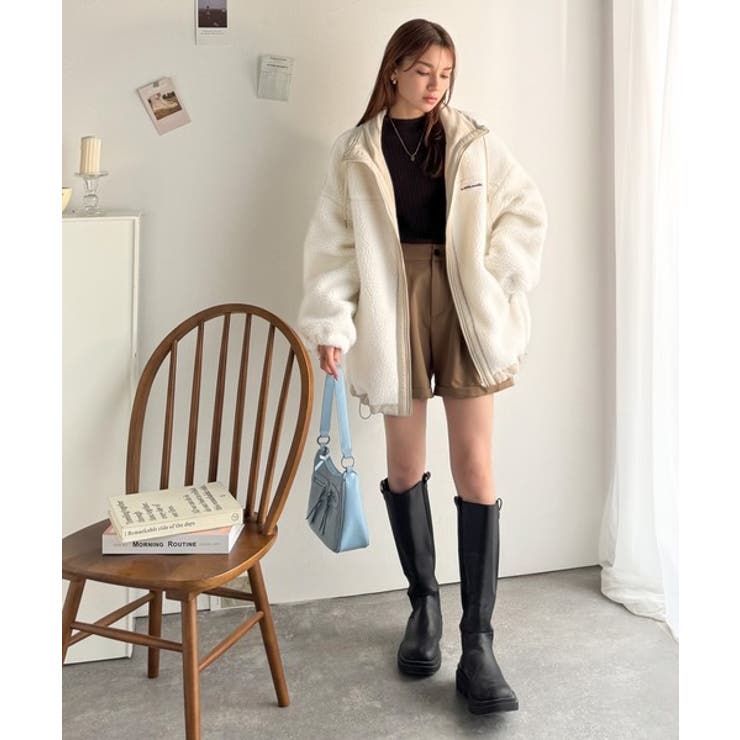 冷え知らず＆洒落見えアウター。あったかボア異素材切り替えブルゾン | Classical Elf  | 詳細画像4 