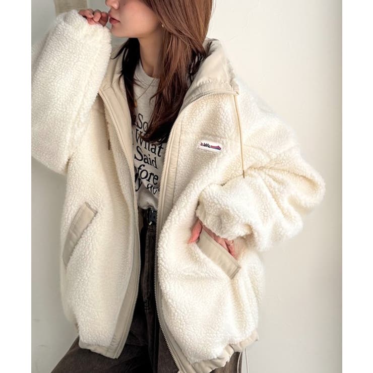 冷え知らず＆洒落見えアウター。あったかボア異素材切り替えブルゾン | Classical Elf  | 詳細画像5 