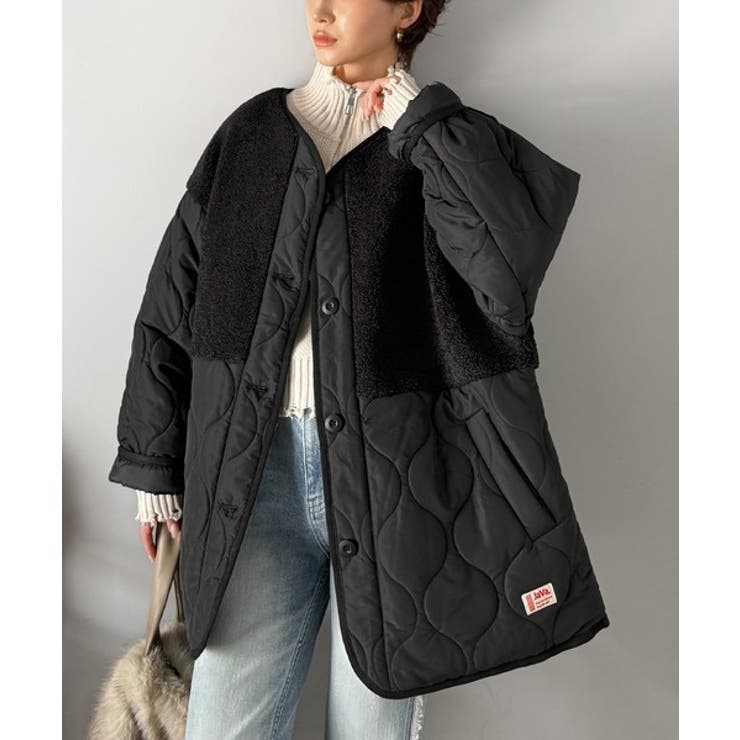 《JaVaジャバコラボ》軽くて暖かい、旬顔ボア切替♪ノーカラーひょうたんキルティ… | Classical Elf  | 詳細画像10 