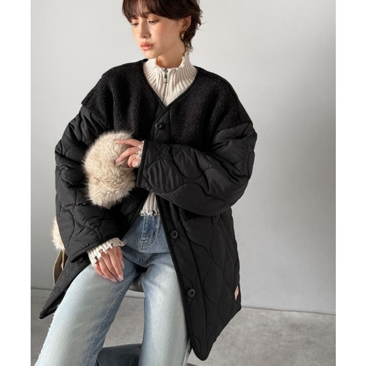 《JaVaジャバコラボ》軽くて暖かい、旬顔ボア切替♪ノーカラーひょうたんキルティ… | Classical Elf  | 詳細画像13 