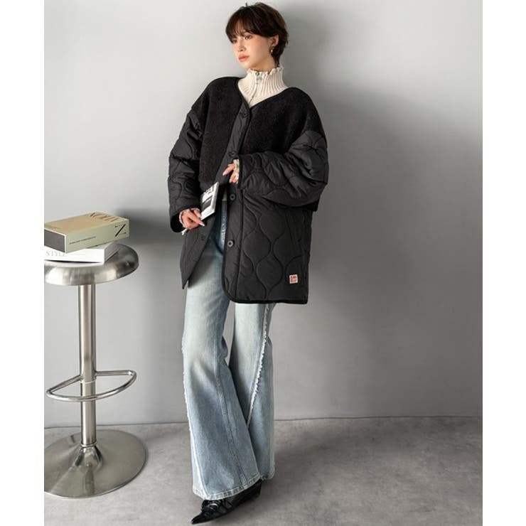 《JaVaジャバコラボ》軽くて暖かい、旬顔ボア切替♪ノーカラーひょうたんキルティ… | Classical Elf  | 詳細画像16 