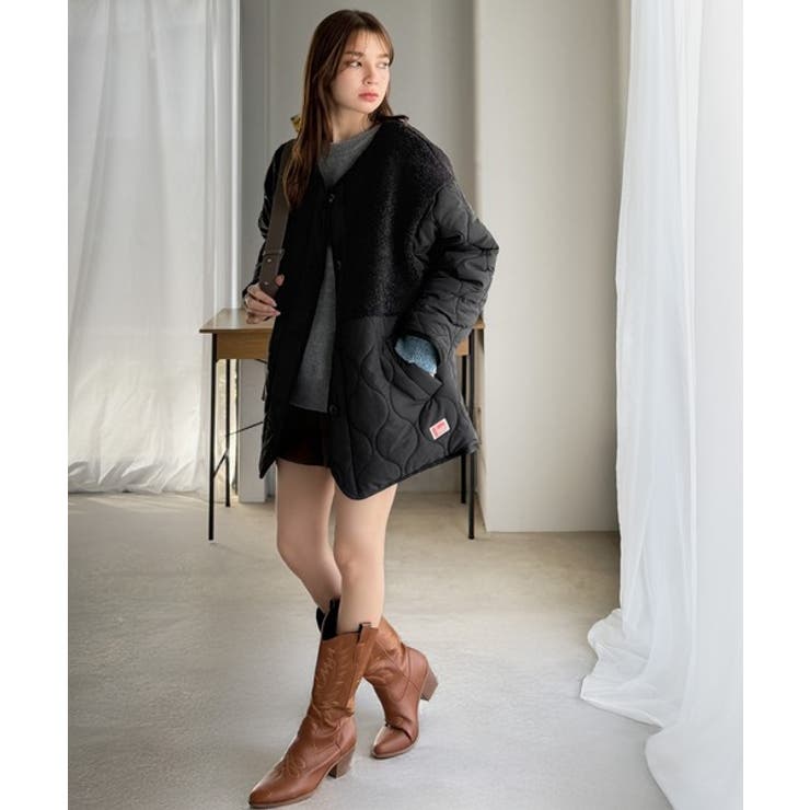 《JaVaジャバコラボ》軽くて暖かい、旬顔ボア切替♪ノーカラーひょうたんキルティ… | Classical Elf  | 詳細画像21 