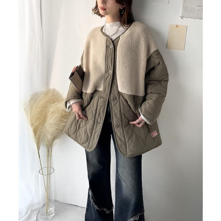 《JaVaジャバコラボ》軽くて暖かい、旬顔ボア切替♪ノーカラーひょうたんキルティ… | Classical Elf  | 詳細画像25 