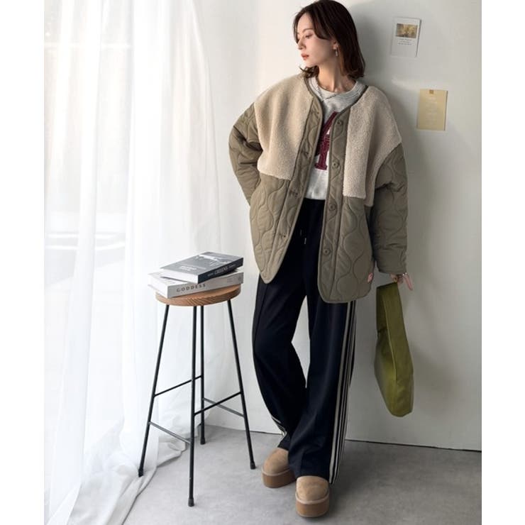 《JaVaジャバコラボ》軽くて暖かい、旬顔ボア切替♪ノーカラーひょうたんキルティ… | Classical Elf  | 詳細画像30 