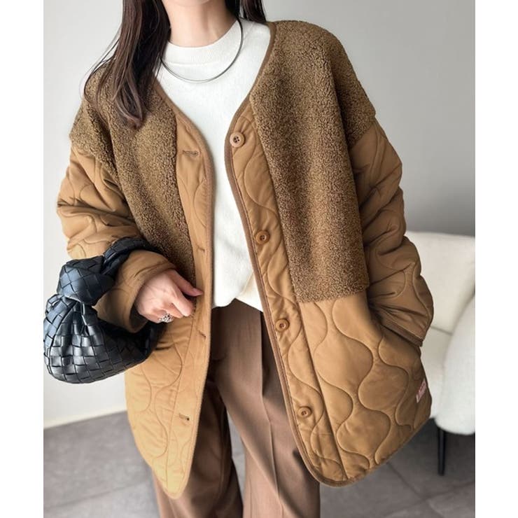 《JaVaジャバコラボ》軽くて暖かい、旬顔ボア切替♪ノーカラーひょうたんキルティ… | Classical Elf  | 詳細画像31 