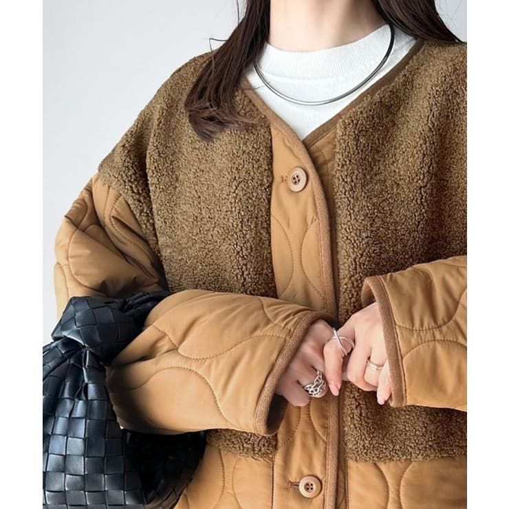 《JaVaジャバコラボ》軽くて暖かい、旬顔ボア切替♪ノーカラーひょうたんキルティ… | Classical Elf  | 詳細画像35 