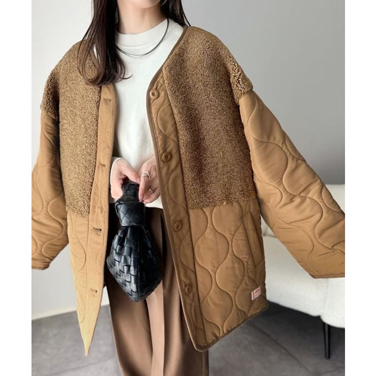 《JaVaジャバコラボ》軽くて暖かい、旬顔ボア切替♪ノーカラーひょうたんキルティ… | Classical Elf  | 詳細画像36 