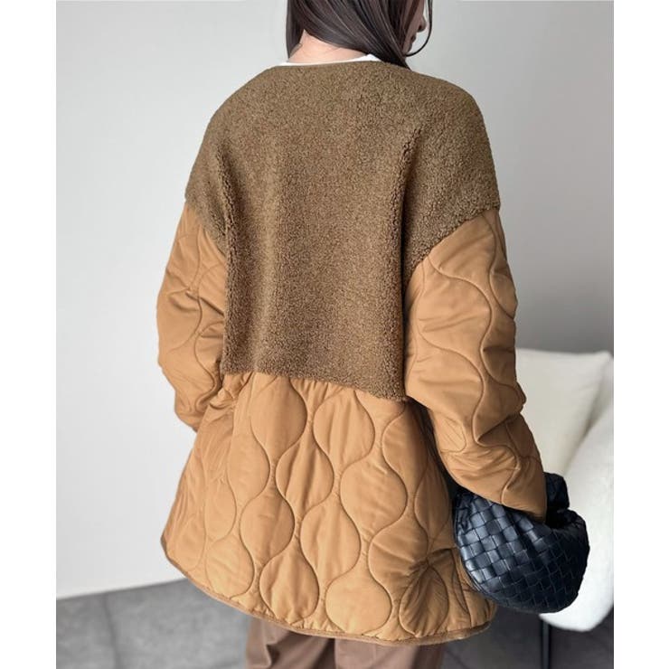 《JaVaジャバコラボ》軽くて暖かい、旬顔ボア切替♪ノーカラーひょうたんキルティ… | Classical Elf  | 詳細画像37 