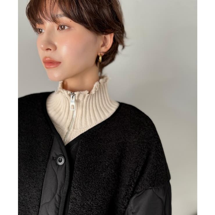 《JaVaジャバコラボ》軽くて暖かい、旬顔ボア切替♪ノーカラーひょうたんキルティ… | Classical Elf  | 詳細画像38 