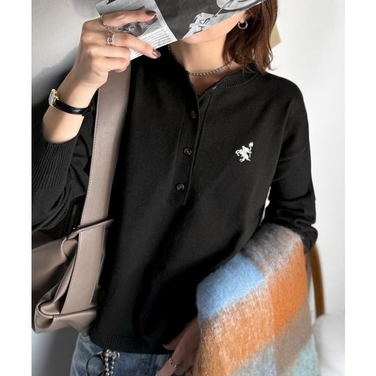 顔周りスッキリ&胸元刺繍で映える♪配色刺繍ヘンリーネックニット | Classical Elf  | 詳細画像15 