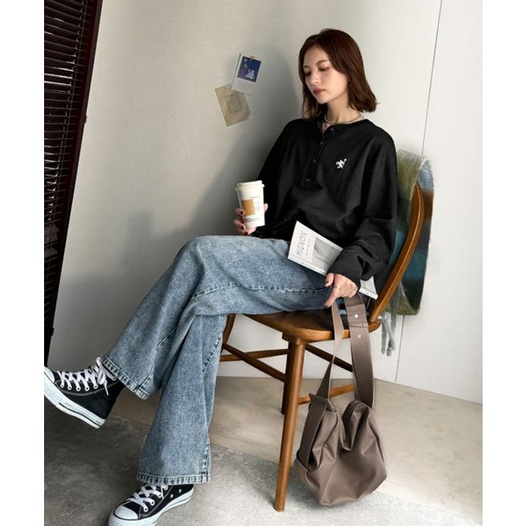 顔周りスッキリ&胸元刺繍で映える♪配色刺繍ヘンリーネックニット | Classical Elf  | 詳細画像18 