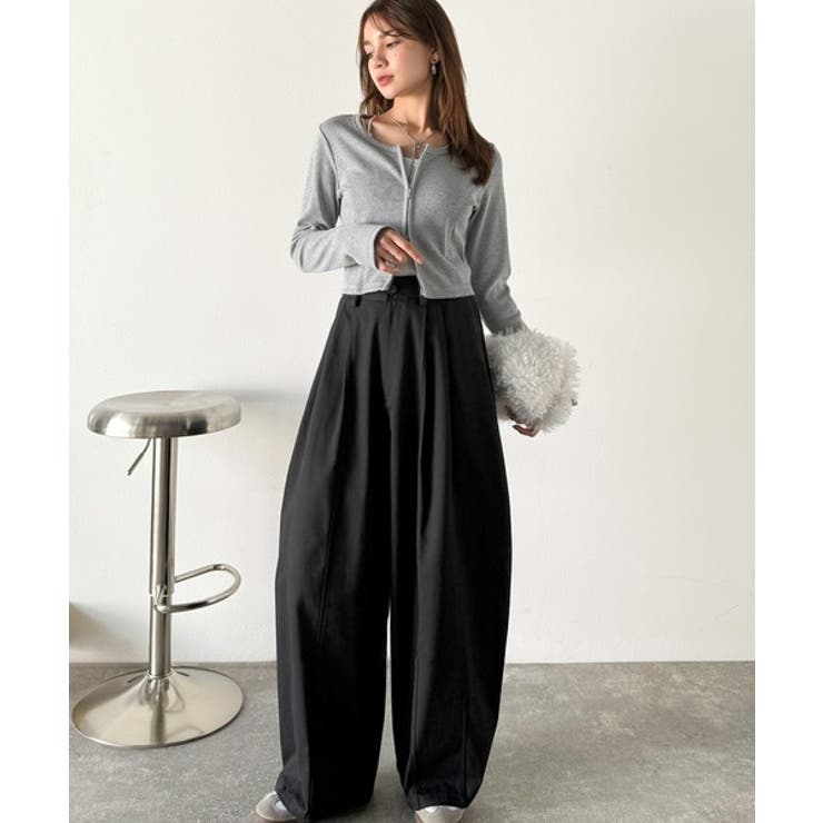 カーブで魅せる、抜け感シルエット。綿100％コットンツイルバレルレッグタックパン… | Classical Elf  | 詳細画像7 