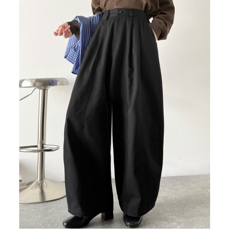 カーブで魅せる、抜け感シルエット。綿100％コットンツイルバレルレッグタックパン… | Classical Elf  | 詳細画像8 