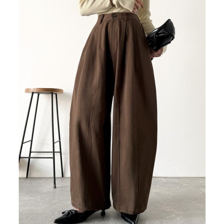 カーブで魅せる、抜け感シルエット。綿100％コットンツイルバレルレッグタックパン… | Classical Elf  | 詳細画像10 