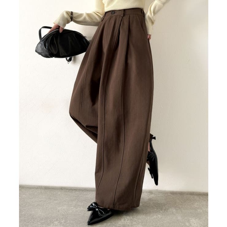 カーブで魅せる、抜け感シルエット。綿100％コットンツイルバレルレッグタックパン… | Classical Elf  | 詳細画像11 