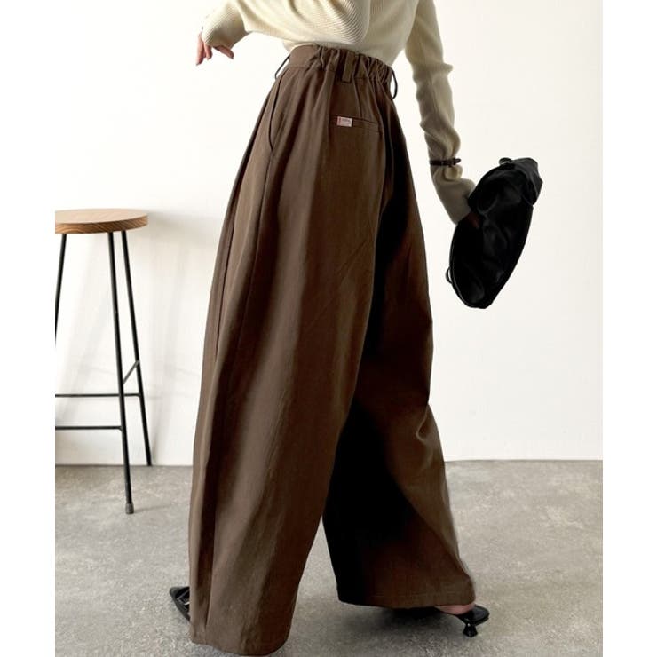 カーブで魅せる、抜け感シルエット。綿100％コットンツイルバレルレッグタックパン… | Classical Elf  | 詳細画像12 