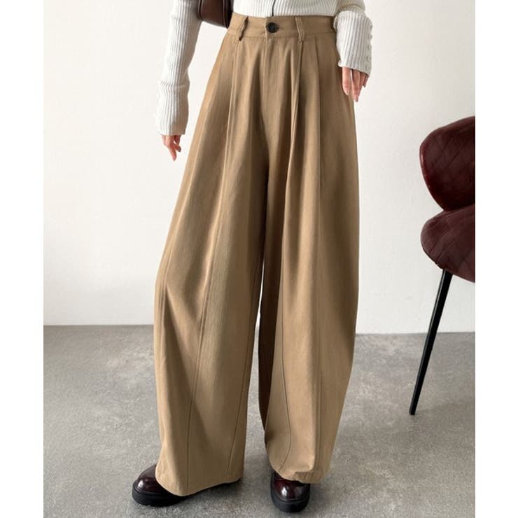 カーブで魅せる、抜け感シルエット。綿100％コットンツイルバレルレッグタックパン… | Classical Elf  | 詳細画像14 