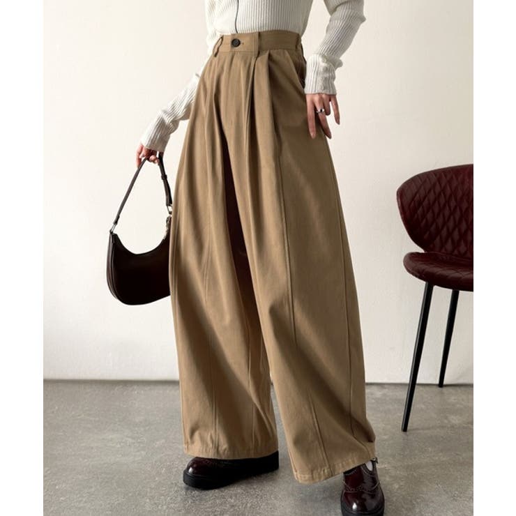 カーブで魅せる、抜け感シルエット。綿100％コットンツイルバレルレッグタックパン… | Classical Elf  | 詳細画像15 