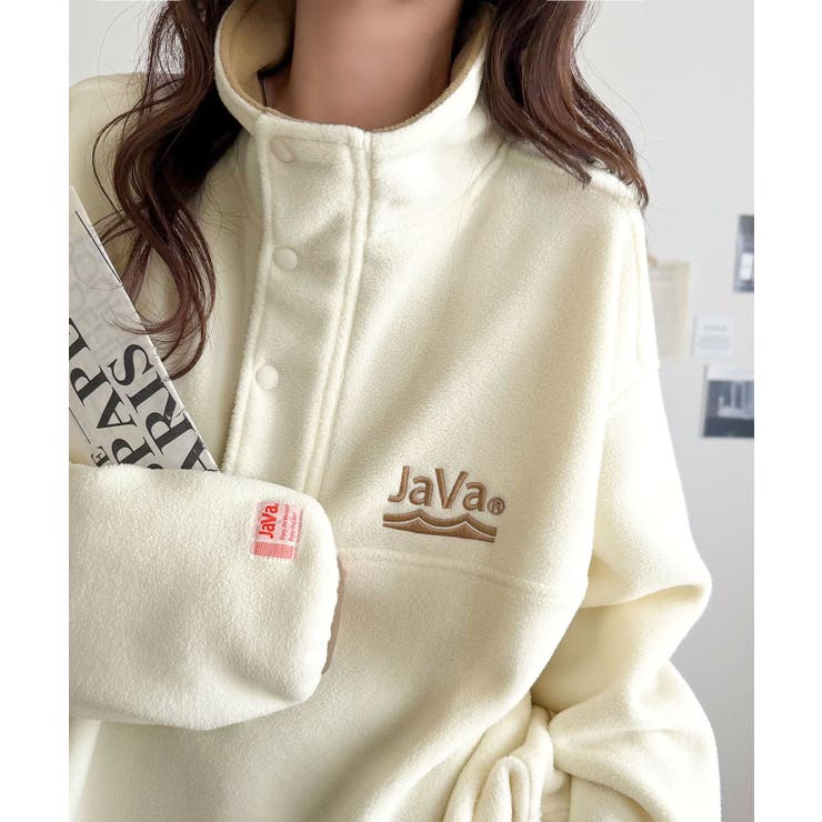 アイボリー | 《JaVaジャバコラボ》ふんわり暖か。軽量配色フリースハーフジッププルオーバー（… | Classical Elf 