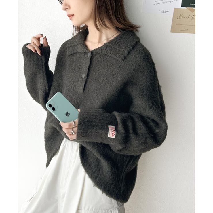 美品】フェラガモ シルバーボタン ポロシャツ リブニット