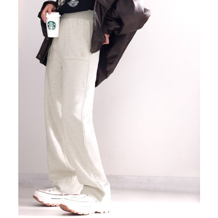 刺繍入りカジュアルパンツ ホワイト 刺繍入りカジュアルパンツ ホワイト