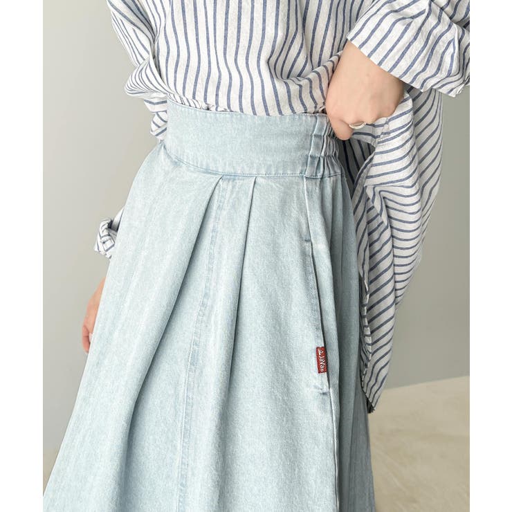 ハイウエストでシルエットがキマル！綿100％のやわらかデニムフレアスカート | Classical Elf  | 詳細画像16 