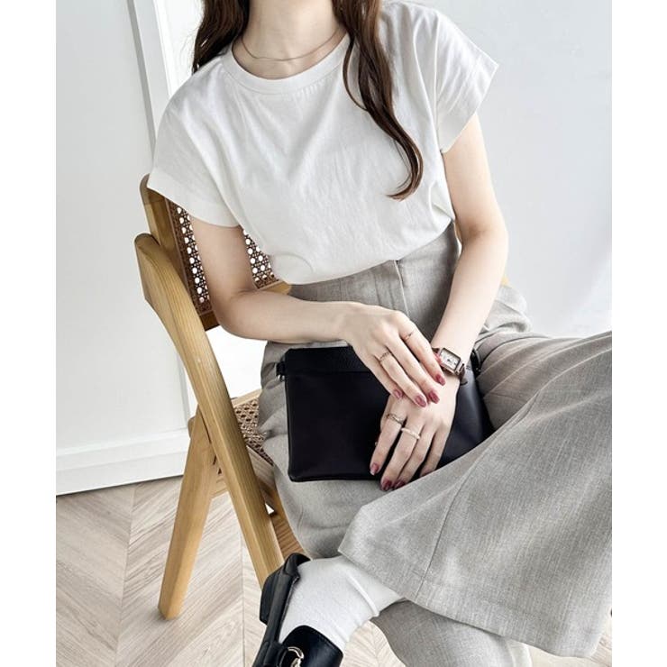 レコパン　黒　半袖　Tシャツ　ブラウス　綿　無地　フレンチ　レディース　M シャツ トップス レディース 半袖 夏 シャツブラウス 綿麻シャツ