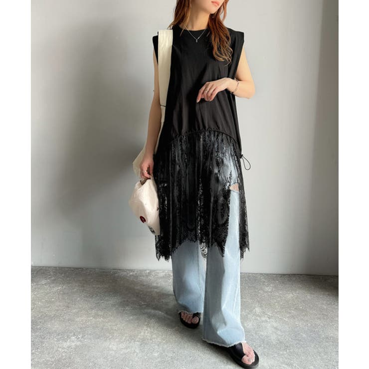 《JaVaジャバコラボ》１枚で旬な着こなし♪レースコンビチュニックTシャツワンピ… | Classical Elf  | 詳細画像13 