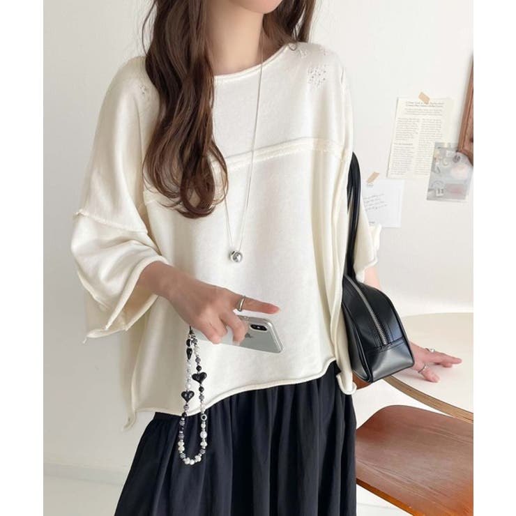 カジュアルコーデ の主役に。半袖ダメージ加工裏毛プルオーバー | Classical Elf  | 詳細画像6 