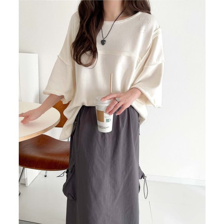 カジュアルコーデ の主役に。半袖ダメージ加工裏毛プルオーバー | Classical Elf  | 詳細画像7 